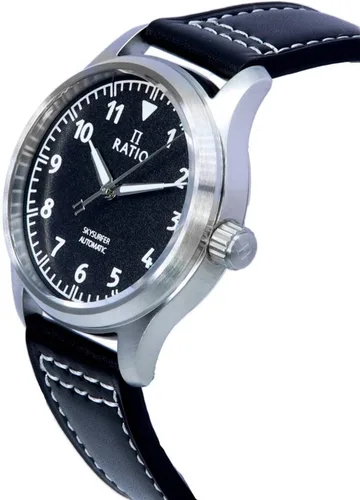 Vista 2 de RATIO Pilot Style Watch Leather Strap Analog Display Sapphire Crystal Japanese Automatic 200M Water Resistant Casual Formal Wear Watch for Men