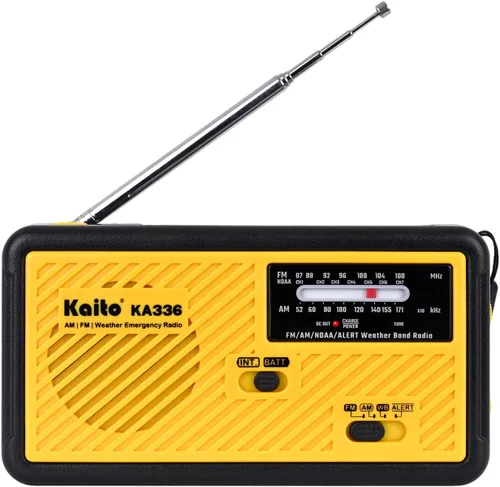 Vista 2 de Kaito Voyager ECO Radio de emergencia KA336 AM/FM NOAA Alerta meteorológica de 5 vías con manivela solar receptor de radio con linterna LED