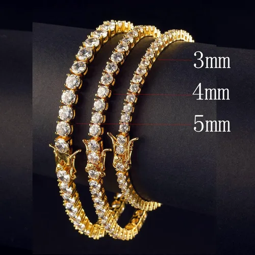Vista 6 de putouzip Tennis Chain Necklace Bracelet For Men 18K Gold Plated 345MM Round Cut Faux Diamond Link Chains Jewelry Set