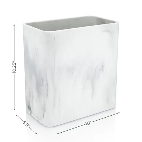 Vista 3 de Essentra Home Papelera rectangular de mármol para oficina en casa, dormitorio, baño, cocina, 2.4 galones, capacidad de 9 litros, cabe en espacios