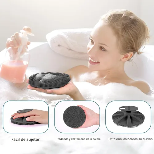 Vista 2 de INNERNEED Cepillo de ducha de silicona suave de grado alimenticio, negro+