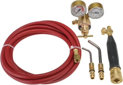 Vista 2 de Kit de acetileno de aire de 5 piezas, kit de soplete, incluye 1 regulador de acetileno CGA 200 soldador de gas de soldadura, manguera estándar