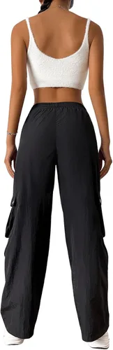 Vista 2 de Verdusa Pantalones cargo elásticos de cintura alta y pierna recta para mujer