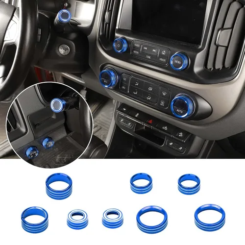 Vista 12 de Jimen Compatible con Chevrolet Colorado/GMC Canyon 2014-2022, 8 piezas de botón de CA de volumen de audio de consola central, intermitente e Negro
