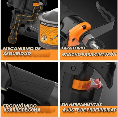 Vista 6 de Freeman Clavadora neumática de revestimiento de bobina de 15 grados 2-1/2 "con gancho de cinturón de metal ajustable PCN65