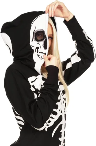 Vista 5 de Tipsy Elves - Disfraz de esqueleto de Halloween para mujer con estampado de espalda, disfraz de esqueleto