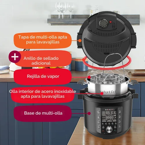 Vista 6 de Instant Pot Pro olla eléctrica a presión 10 en 1, olla de cocción lenta, para cocinar arroz y cereales, para saltear alimentos, vaporera, cocción al