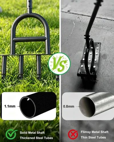 Vista 6 de Manual Core Aerator Lawn Tool, Lawn Aerator Tool with 4 Hollow Tines, Plug Aerator 3-Piece Easy Assembly, 45" Ergonomic Yard Grass Aerator for Lawn