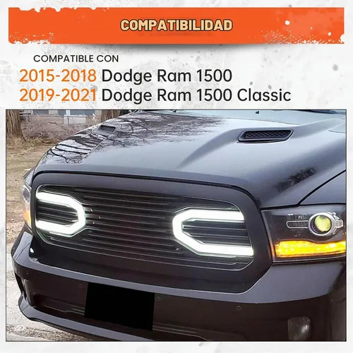 Vista 2 de ECOTRIC - Parrilla compatible con RAM 1500 2015-2018 2019-2021 Ram 1500