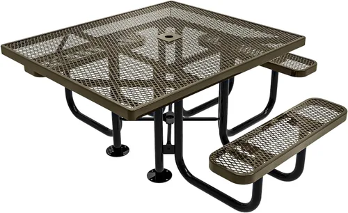 Vista 51 de COATEDOUTDOORFURNITURE Mesa de picnic cuadrada de 46 pulgadas, expandida, color negro