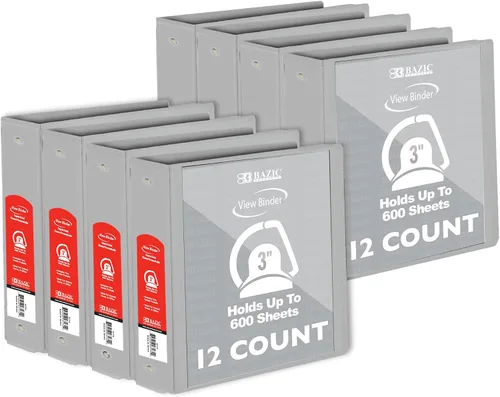 Vista 11 de BAZIC Products Carpeta de 3 anillos de 3 pulgadas, organizador de anillos en D inclinados, color negro, capacidad para 600 hojas de papel