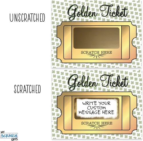 Vista 3 de My Scratch Offs 20 Boletos Dorados para el Día de San Patricio Haz tus propias Tarjetas de Rascar DIY con Adhesivos de Rascar para Boletos de Rifa