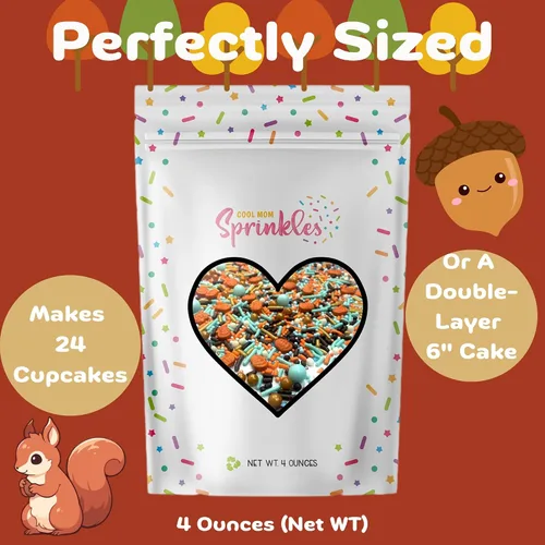 Vista 5 de COOL MOM SPRINKLES Gránulos de calabaza de otoño (4 onzas) – Gránulos temáticos de cosecha de otoño para decorar pasteles, cupcakes, galletas