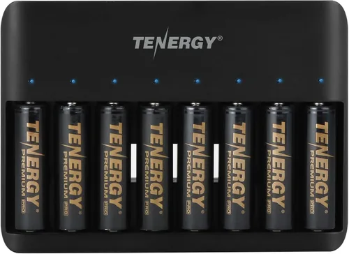 Vista 9 de Tenergy TN477U - Cargador rápido de 8 bahías para baterías recargables NiMH/NiCD AA AAA con 4 unids 2500 mAh AA y 4 pilas recargables AAA de 1000 mAh