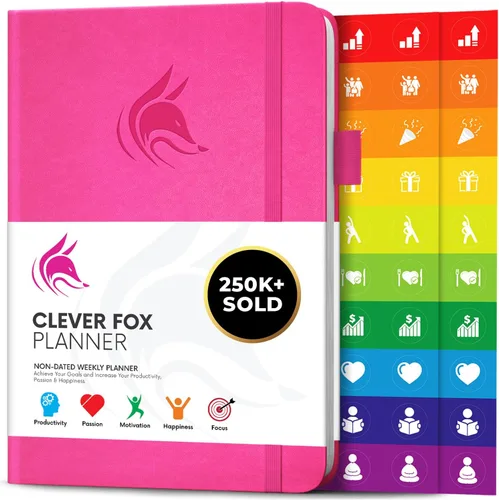 Vista 16 de Clever Fox Planner – Planificador semanal y mensual sin fecha para productividad, manejo del tiempo y objetivos – Diario organizador – A5