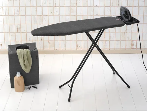 Vista 6 de Brabantia Tabla de planchar cómoda con soporte para plancha de vapor sólido Mediano (talla B) Funda negra de mezclilla de comercio justo Denim