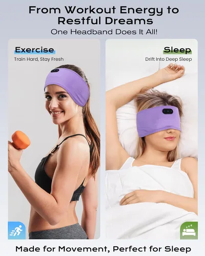 Vista 5 de MUSICOZY Auriculares para dormir de algodón de bambú, auriculares inalámbricos Bluetooth 5.4 para dormir de lado, diadema para dormir de lado