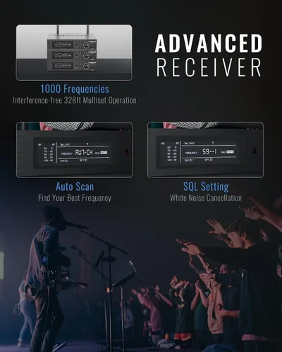 Vista 5 de Phenyx Pro Sistema de micrófono inalámbrico True Diversity PTU-1U con micrófono de mano