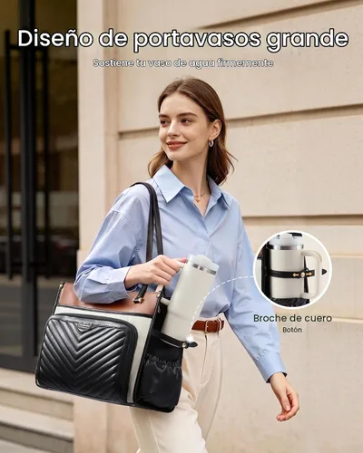 Vista 3 de LOVEVOOK PU Leather Laptop Bag for Women Work Purse Teacher Computer Tote Black