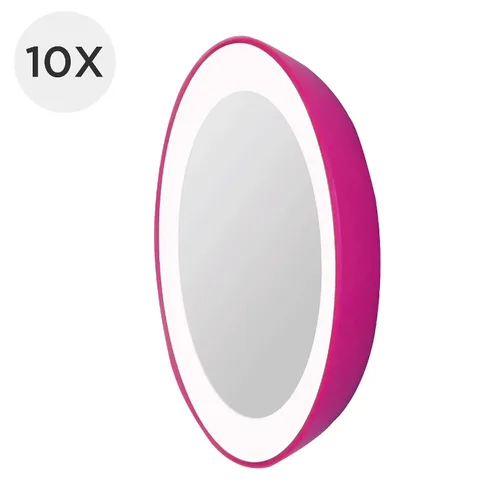Vista 2 de Zadro Espejo de maquillaje de belleza de montaje de ventosa con iluminación LED de aumento compacto 10X, rosa