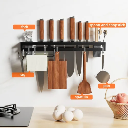Vista 8 de Estante para utensilios de montaje en pared, colgadores de ollas de 15.7 pulgadas para cocina, colgador de utensilios de cocina para cucharas
