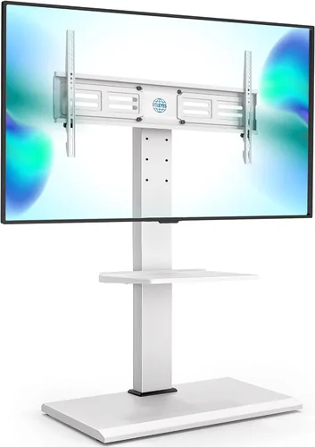 Vista 10 de FITUEYES - Soporte giratorio de suelo para TV, base de hierro, con ménsulas de montaje, para ahorro de espacio; para televisores LCD, LED, OLED