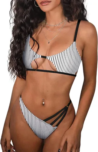 Vista 39 de ZAFUL Conjunto de bikini sexy de dos piezas para mujer 2-Multicolor