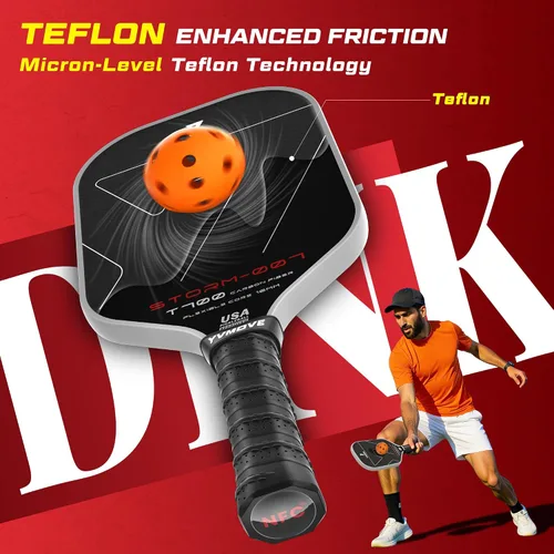 Vista 5 de YVmove 16mm Kevlar T700 Carbon Fiber Pickleball Paddle, USAPA Approved Raw Carbon Texture for Exceptional Spin Explosive Power & Consistent Shot