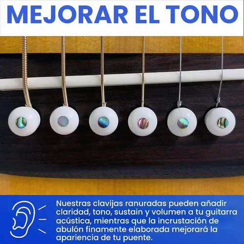 Vista 2 de Pasadores de puente de hueso ranurado Crosby Pure Bone con incrustación de punto de abulón para guitarra acústica de 6 y 12 cuerdas Hueso ranurado