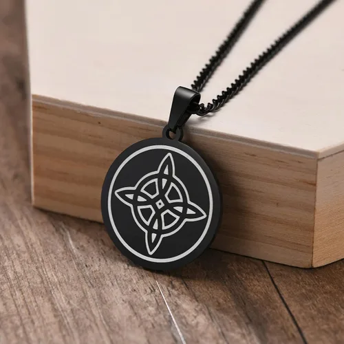 Vista 5 de MEALGUET Collar con nudo de bruja de acero inoxidable estrella de bruja negra El nudo celta mágico Wiccan Symbol colgante de joyería pagana regalo