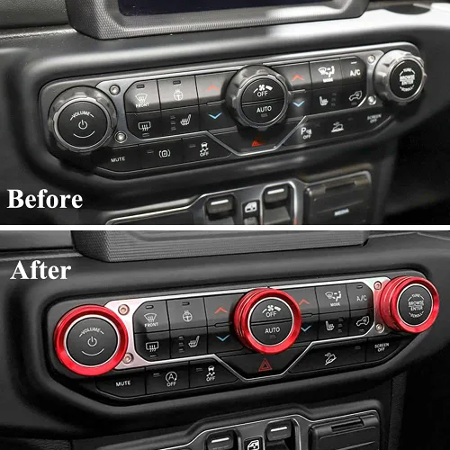 Vista 4 de Thor-Ind Cubierta de botón para interruptor de aire acondicionado de CA para Jeep Wrangler JL JLU Rubicon Sahara 2018 2019-2021 Gladiator JT