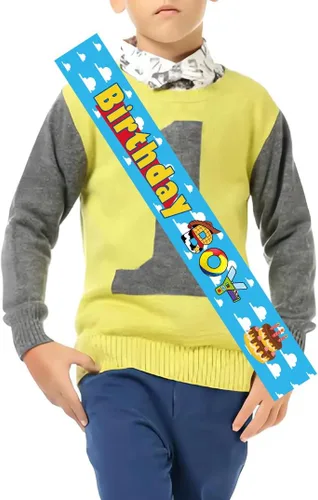 Vista 4 de Toy Theme Story - Banda de cumpleaños para niños, niños (edad 4 en adelante), unisex, azul, caricatura, 63 x 3.9 pulgadas, perfecta para fiestas
