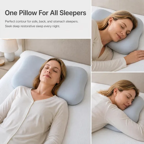 Vista 9 de Almohada ergonómica de espuma viscoelástica para dolor de cuello Azul