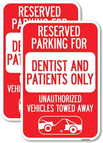 Vista 5 de Estacionamiento reservado solo para dentistas y pacientes, vehículos no autorizados remolcados (con gráfico de remolque de automóvil), letrero