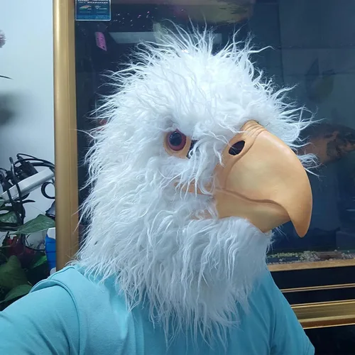 Vista 3 de Halford Eagle Mask, Funny White Hawk Head Mask, Novelty Adult Latex Face Mask for Cosplay Party Props