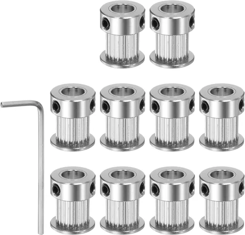 Vista 9 de HARFINGTON Polea de sincronización 2GT 16 dientes de 0.197 in de diámetro 0.512 in de diámetro polea de correa de distribución de aluminio con llave