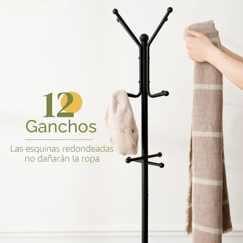 Vista 4 de Yoobure Perchero Independiente - Árbol de Abrigos con Soporte para Paraguas, Perchero de Metal con 12 Ganchos, Soporte Moderno para Colgar Abrigos