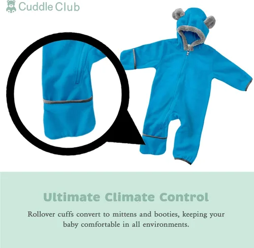 Vista 2 de Enterizo de vellón Bunting para bebé rómper con capucha para niño de una sola pieza ropa de exterior chaqueta