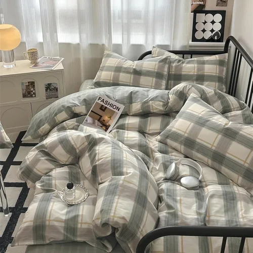 Vista 192 de mixinni Juego de funda de edredón vintage a rayas, tamaño twin, juego de ropa de cama de 3 piezas, 100% algodón lavado, suave y transpirable, funda
