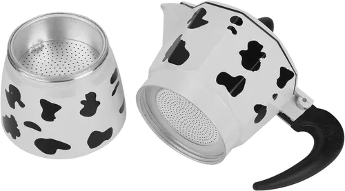 Vista 8 de Cafetera de aluminio - Cafetera - Olla de color vaca leche - para el hogar, oficina café (3 tazas leche vaca color 5.1 fl oz)