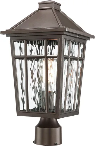 Vista 13 de Darkaway Luces de Poste para Exteriores Accesorio de Luz de Poste de Lámpara, Carcasa de Aluminio Impermeable con Vidrio de Efecto Ondas de Agua