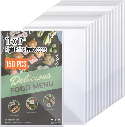 Vista 12 de Henoyso 5 protectores rígidos de impresión de 11 x 17 pulgadas, protectores de páginas de plástico duro resistente, soporte de menú de cristal