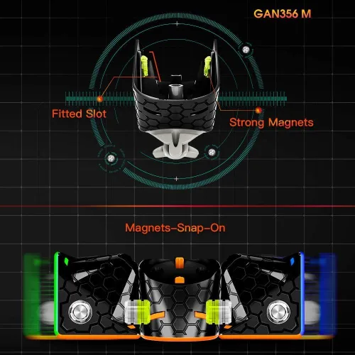 Vista 5 de GAN 356 M, Cubo magnético de velocidad 3x3 adhesivo 356M Cubo mágico con GES extra, versión esmerilada