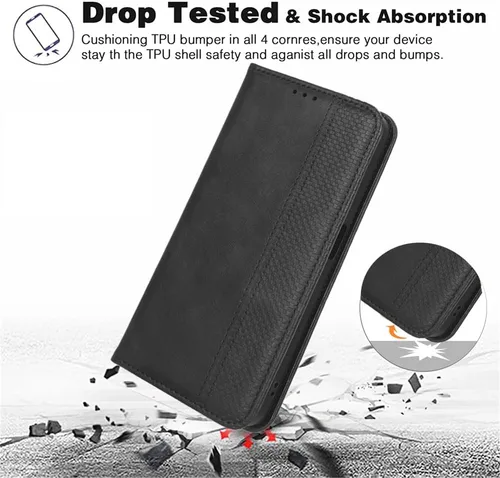 Vista 7 de Funda compatible con Nothing Phone 1, tarjetero de piel sintética, compatible con Nothing Phone 1, cierre magnético, protección para teléfono