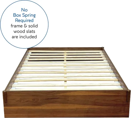 Vista 3 de Decoro Liberty - Cama de plataforma de madera, acabado de nogal, tamaño Queen