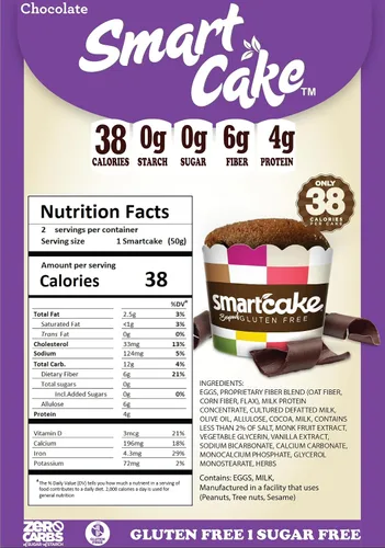 Vista 2 de Smart Baking Company Smartcake, sin azúcar, sin gluten, bajo en carbohidratos, postre keto (chocolate, 16 unidades)