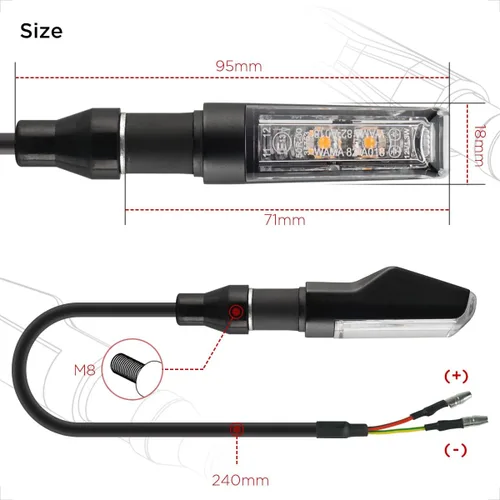 Vista 5 de evermotor Señales de giro para motocicleta, luz trasera LED intermitente de 12 V, intermitentes universales con carcasa de aleación de aluminio