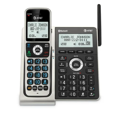 Vista 24 de AT&T DECT 6.0 Teléfono inalámbrico para el hogar y la empresa con contestador, pantalla a color grande de 5", atajo de un solo toque, conferencia