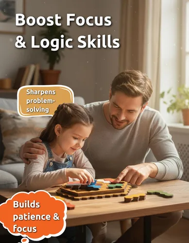 Vista 2 de Juego de rompecabezas hexagonal de madera para niños y adultos, juego de rompecabezas de bloques hexagonales hecho a mano con precisión, colorido