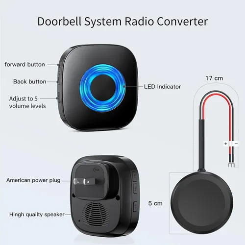 Vista 9 de Timbre inalámbrico compatible con timbre de video Blink (1ª y 2ª generación), kit extensor de timbre de video con elegante transmisor redondo
